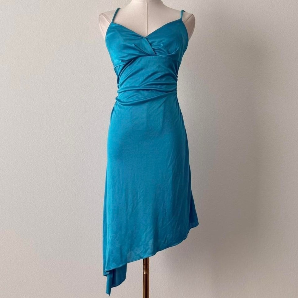 Y2K Fairy Core Asymmetrical Dress Teal 2000s Going Out Party Sz M